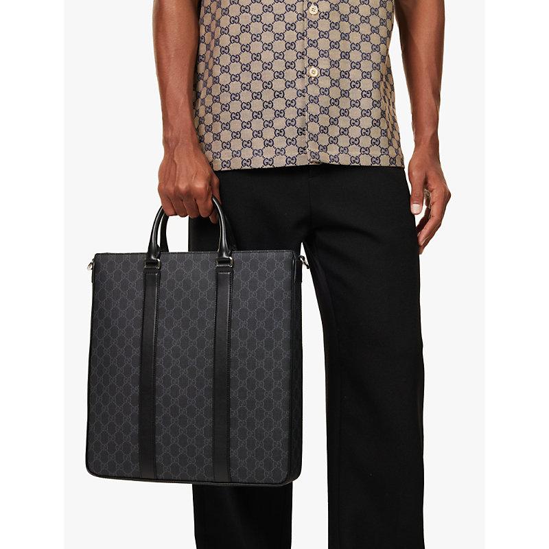 Gucci Monogram print Coated canvas Tote Bag in Black for Men Lyst Canada