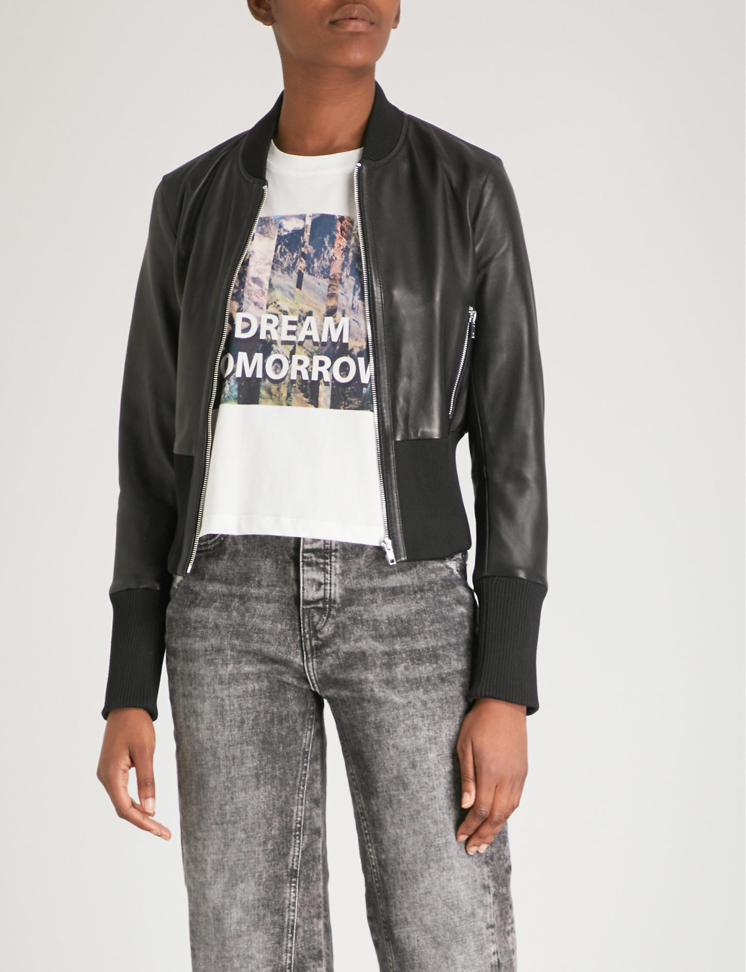 maje leather bomber jacket