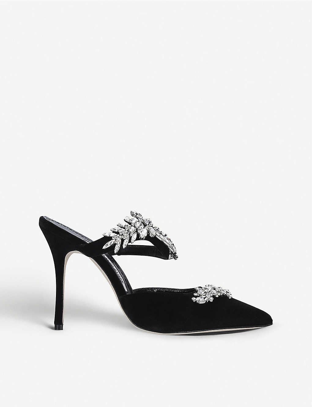 manolo blahnik crystal mules