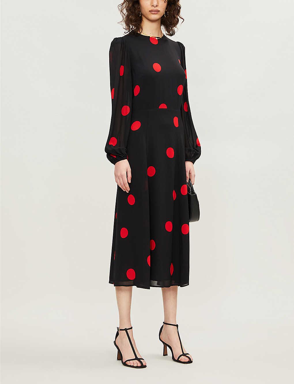 Reformation Luanne Polka Dot Crepe Midi 