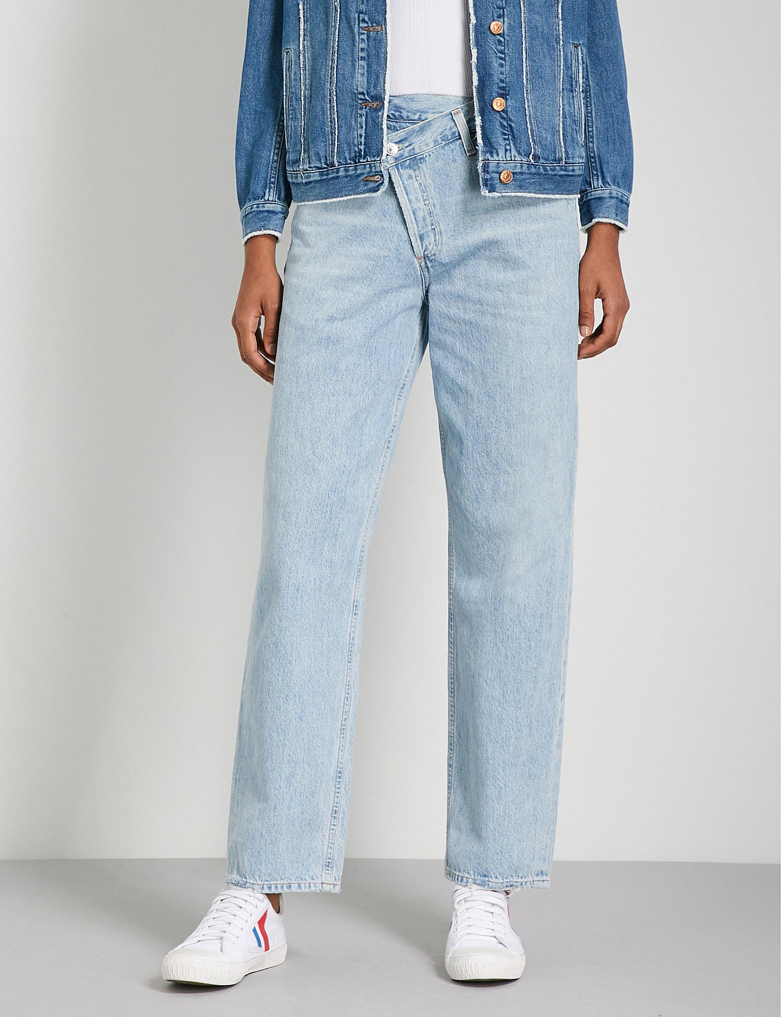 cross button jeans