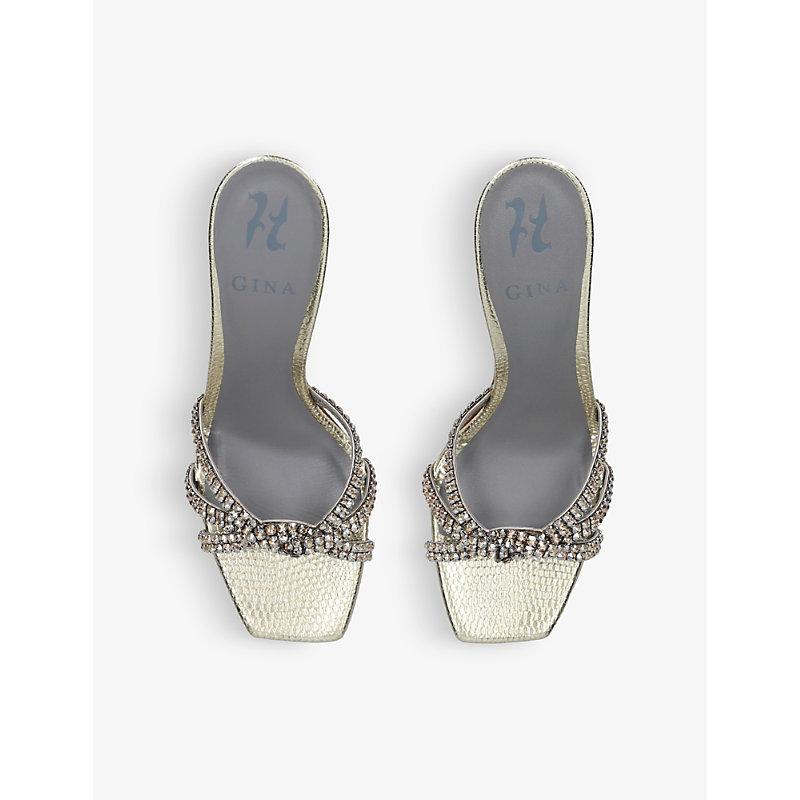 Gina Nocturn Crystal Embellished Leather Sandals in White Lyst