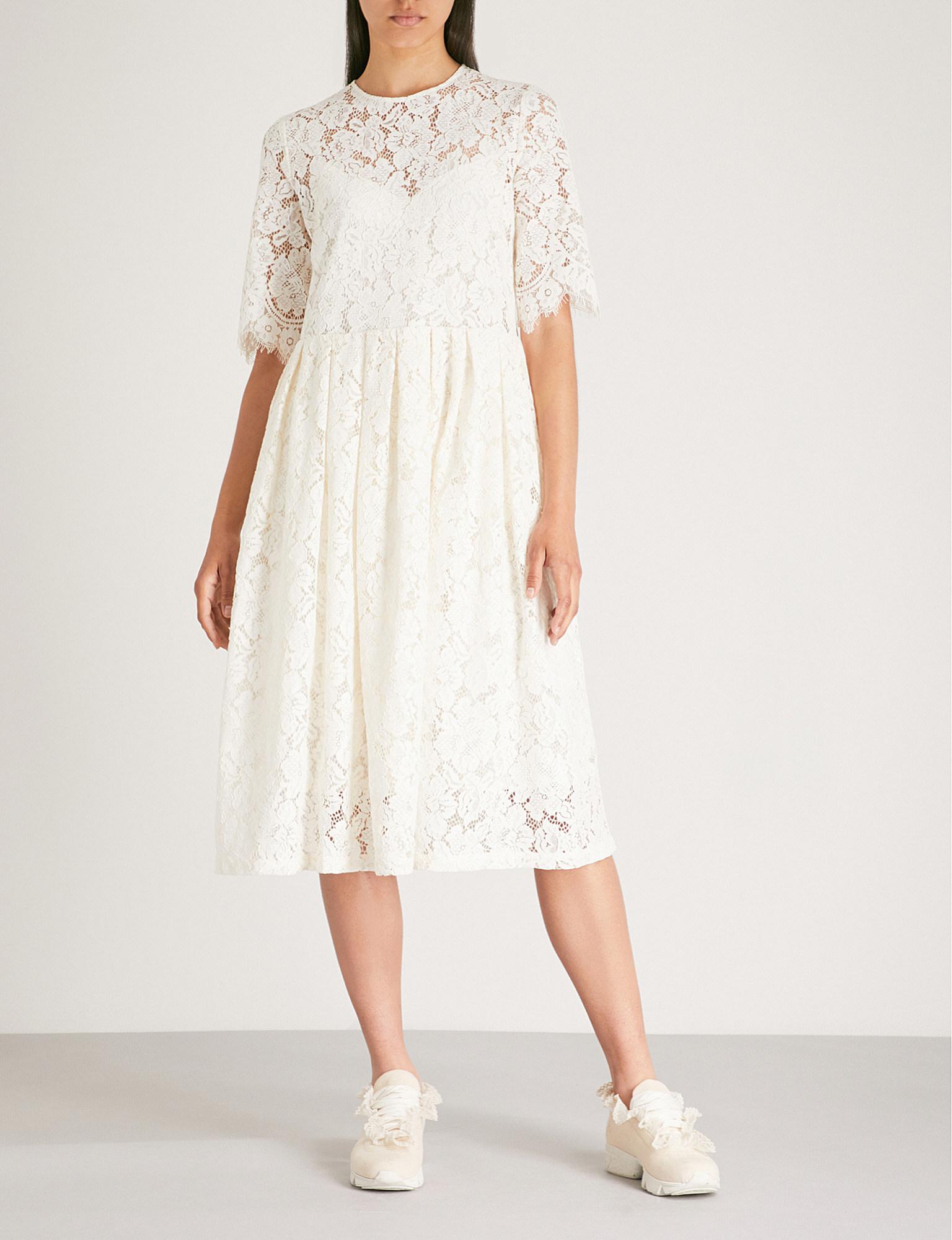 Ganni Jerome Lace Dress in White - Lyst