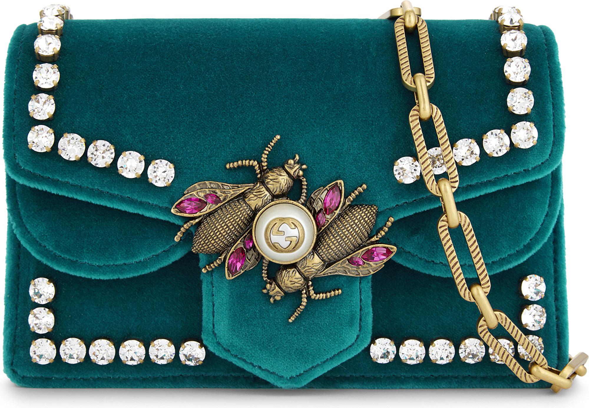 Gucci Insect-clasp Small Velvet Cross 