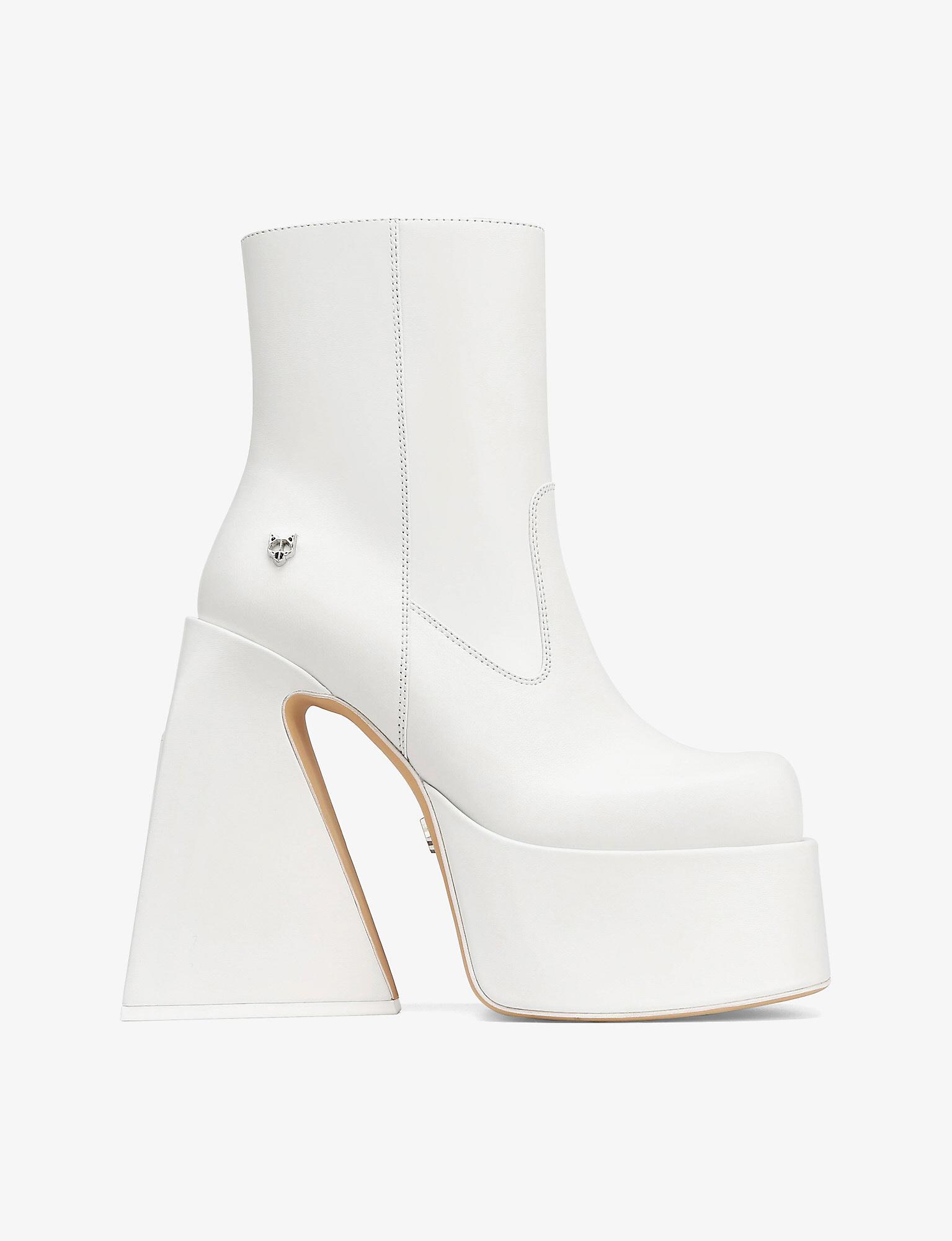 Naked Wolfe Jane Platform Leather Heeled-boots in White | Lyst Canada