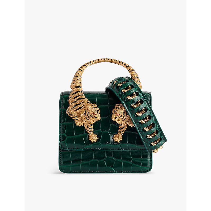 Roberto Cavalli Roar Small Leather Shoulder Bag in Green | Lyst
