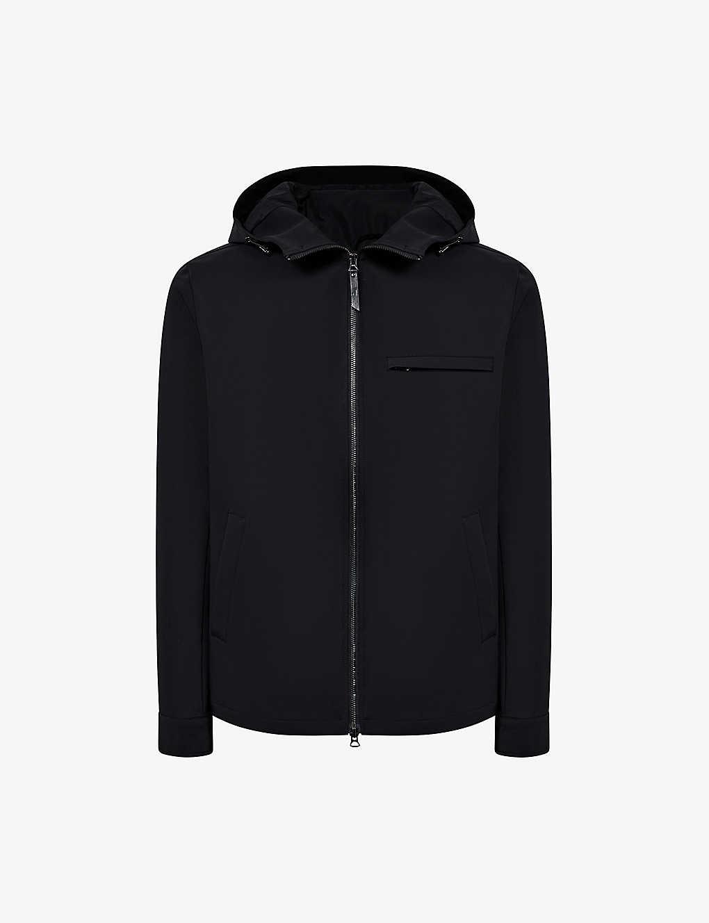 Reiss Zuroke Drawstring-hood Stretch-woven Jacket X in Black for Men | Lyst