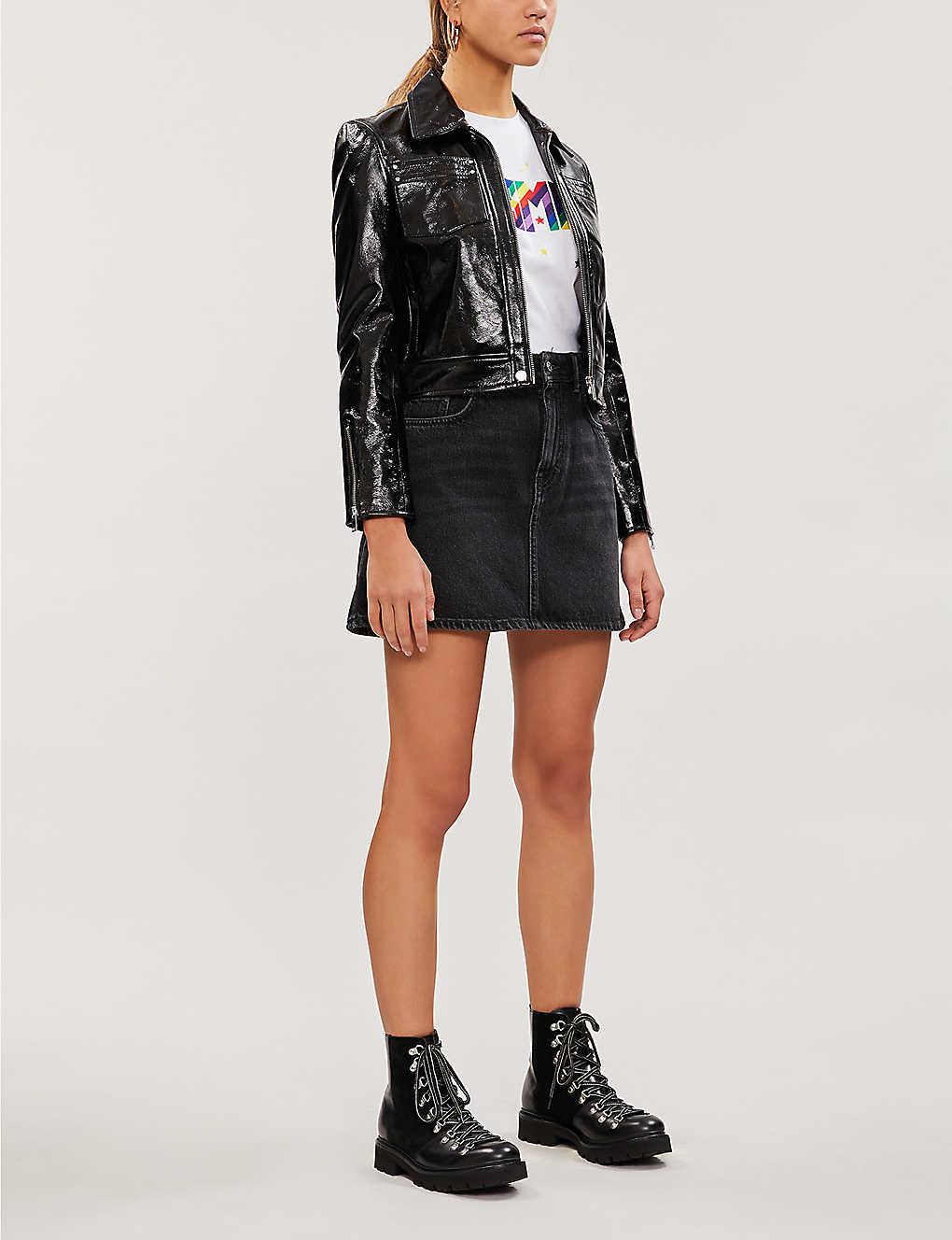 Maje Baptiste Patent-leather Jacket in Black | Lyst