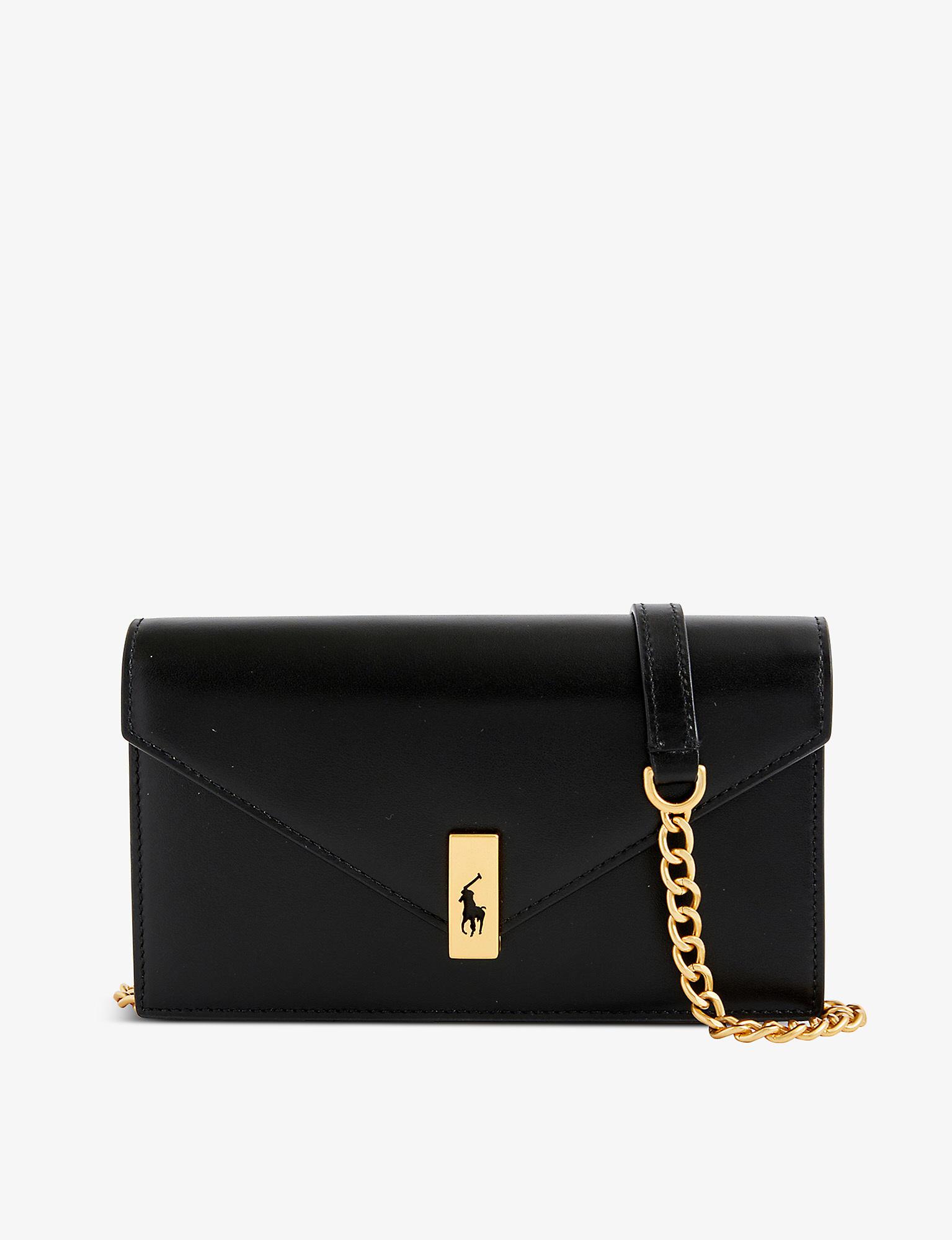 Polo Ralph Lauren Logo-embellished Grained-leather Purse in Black | Lyst