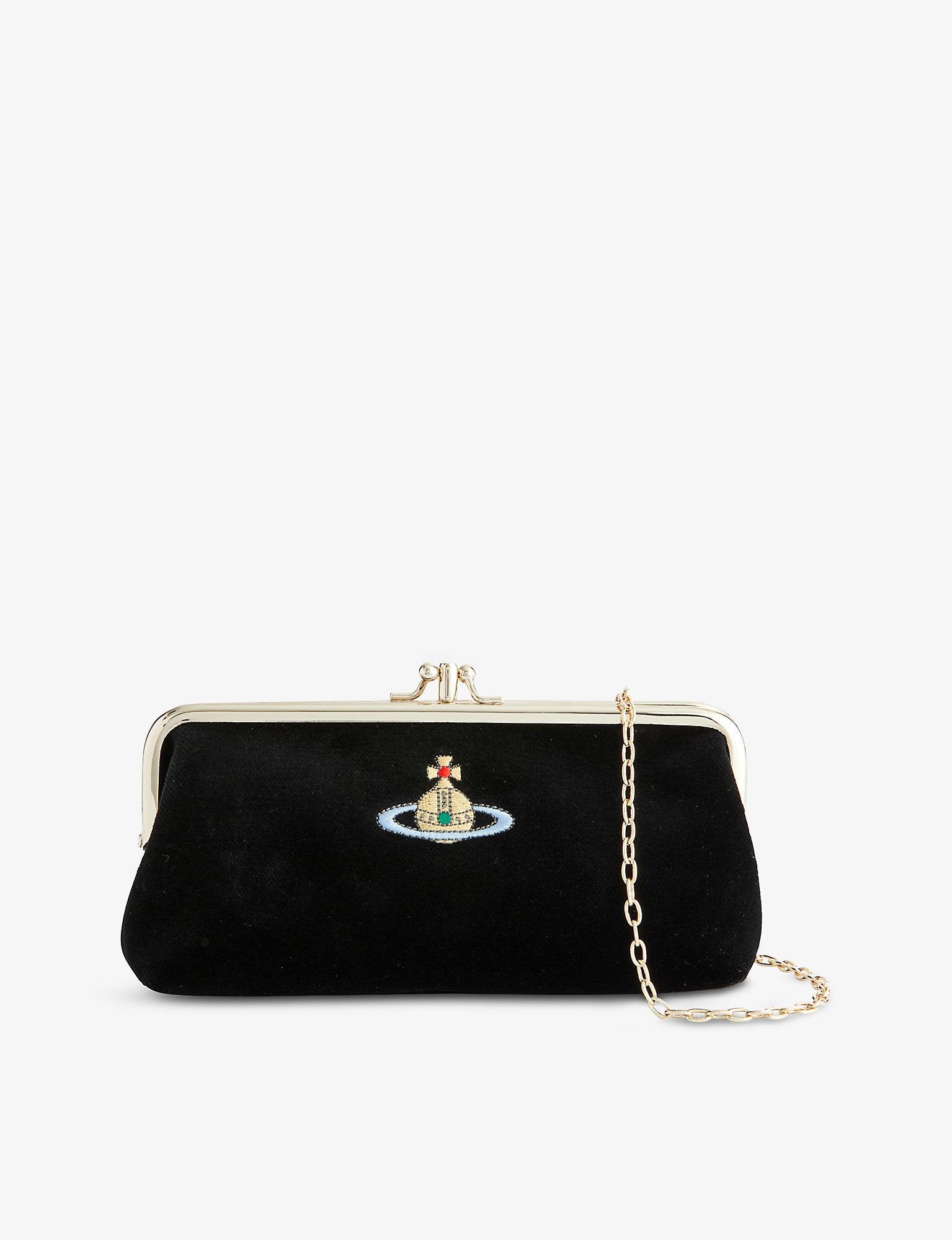 Vivienne Westwood Orb-embroidered Framed Cotton-blend Purse On Chain in ...