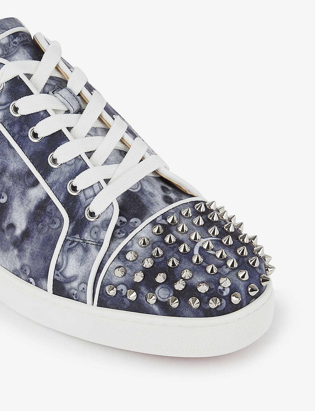 Christian Louboutin Louis Junior Spikes Orlato Flat Jeans Pu in Blue for  Men | Lyst