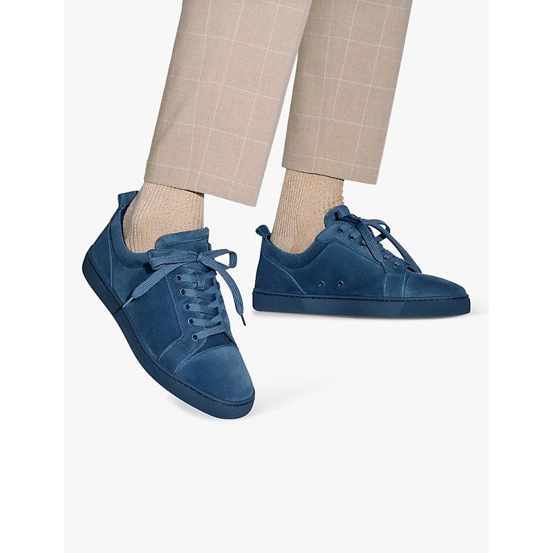 Christian Louboutin Louis Junior Suede Low-Top Trainers in Blue - Main Image