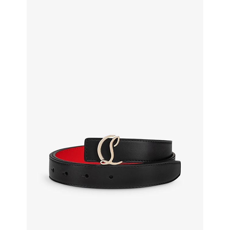 Christian Louboutin Logo Buckle Leather Belt in Black Lyst