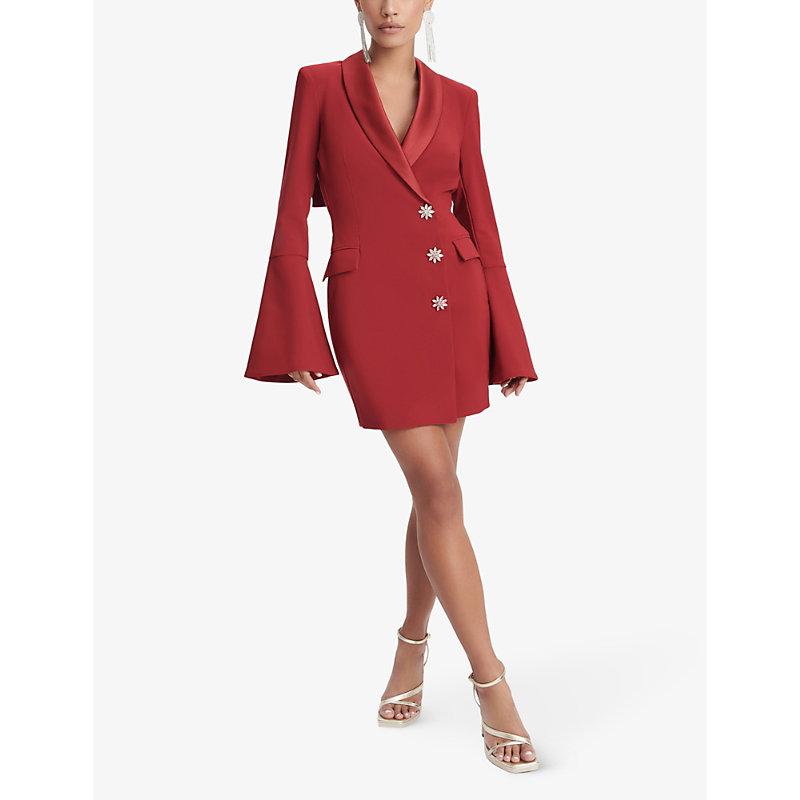 Lavish Alice Valeria Double-breasted Stretch-woven Mini Blazer Dress in Red