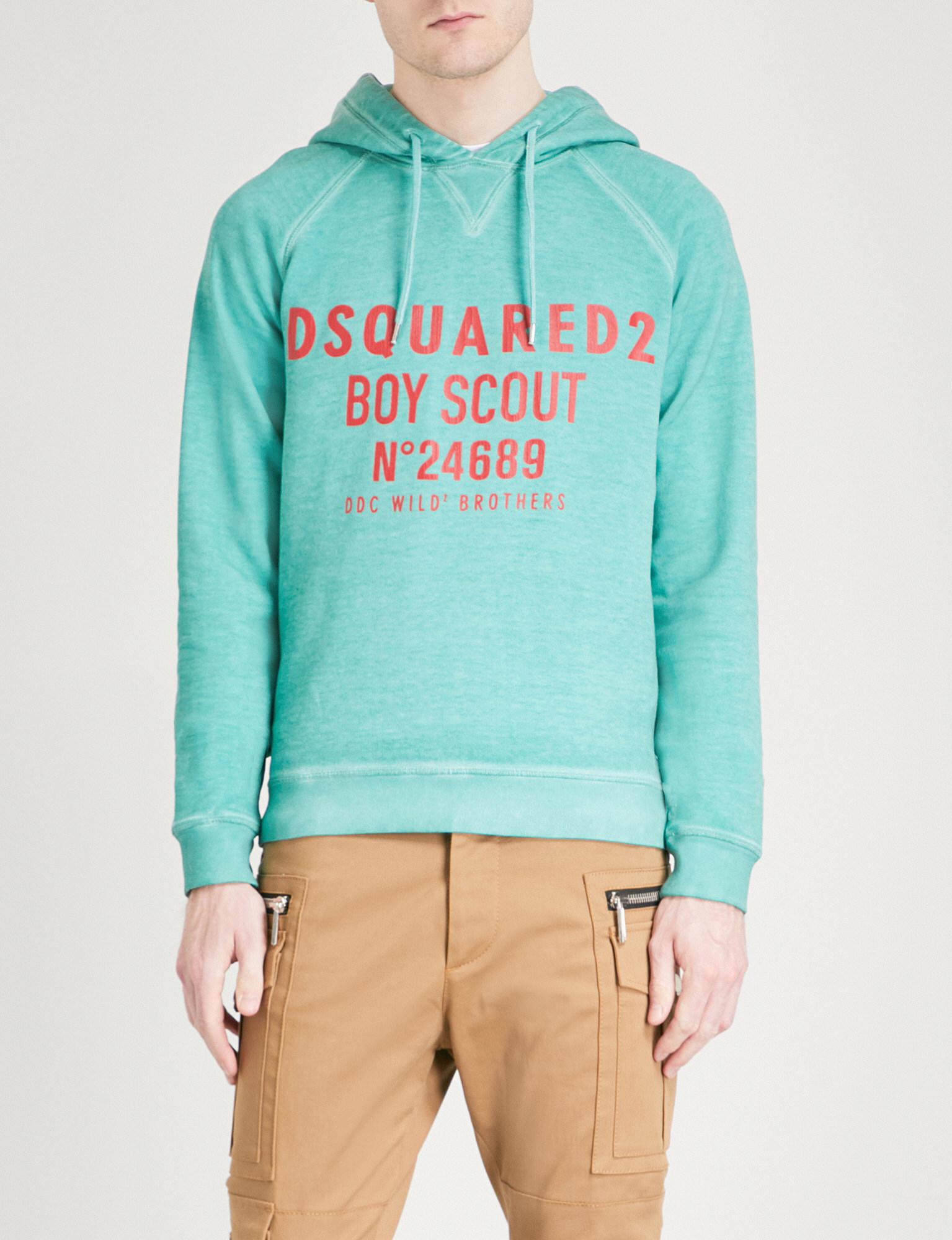DSquared² Boy Scout Cotton Hoody in Blue for Men - Lyst