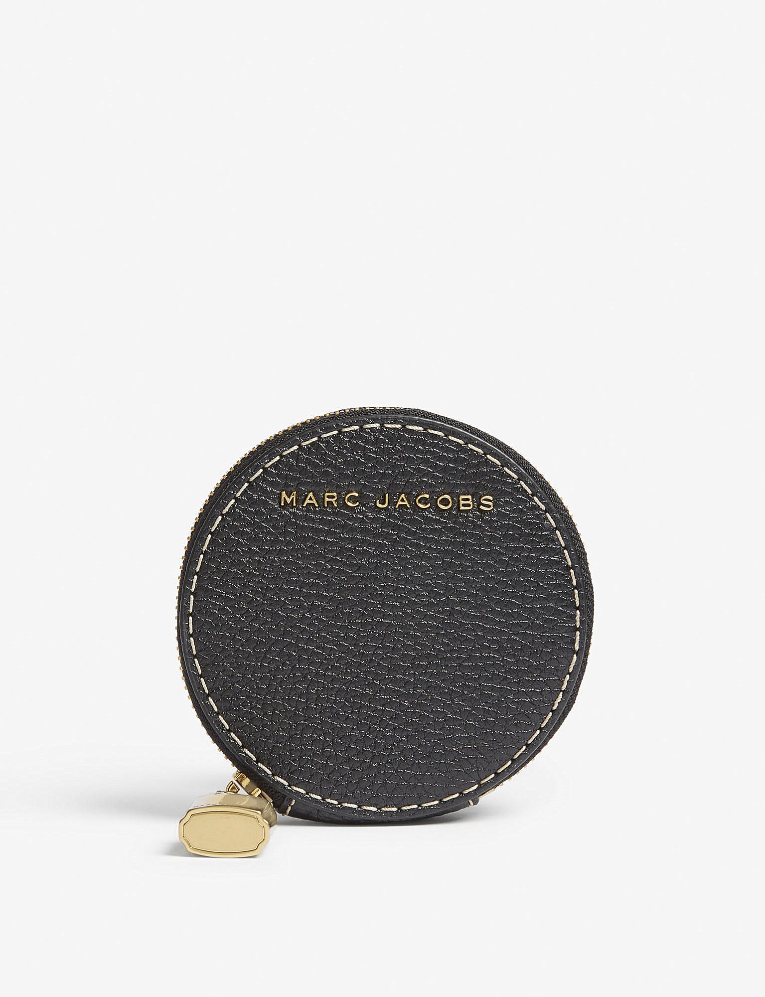 Marc Jacobs Round Grained Leather Coin Purse in Black | Lyst