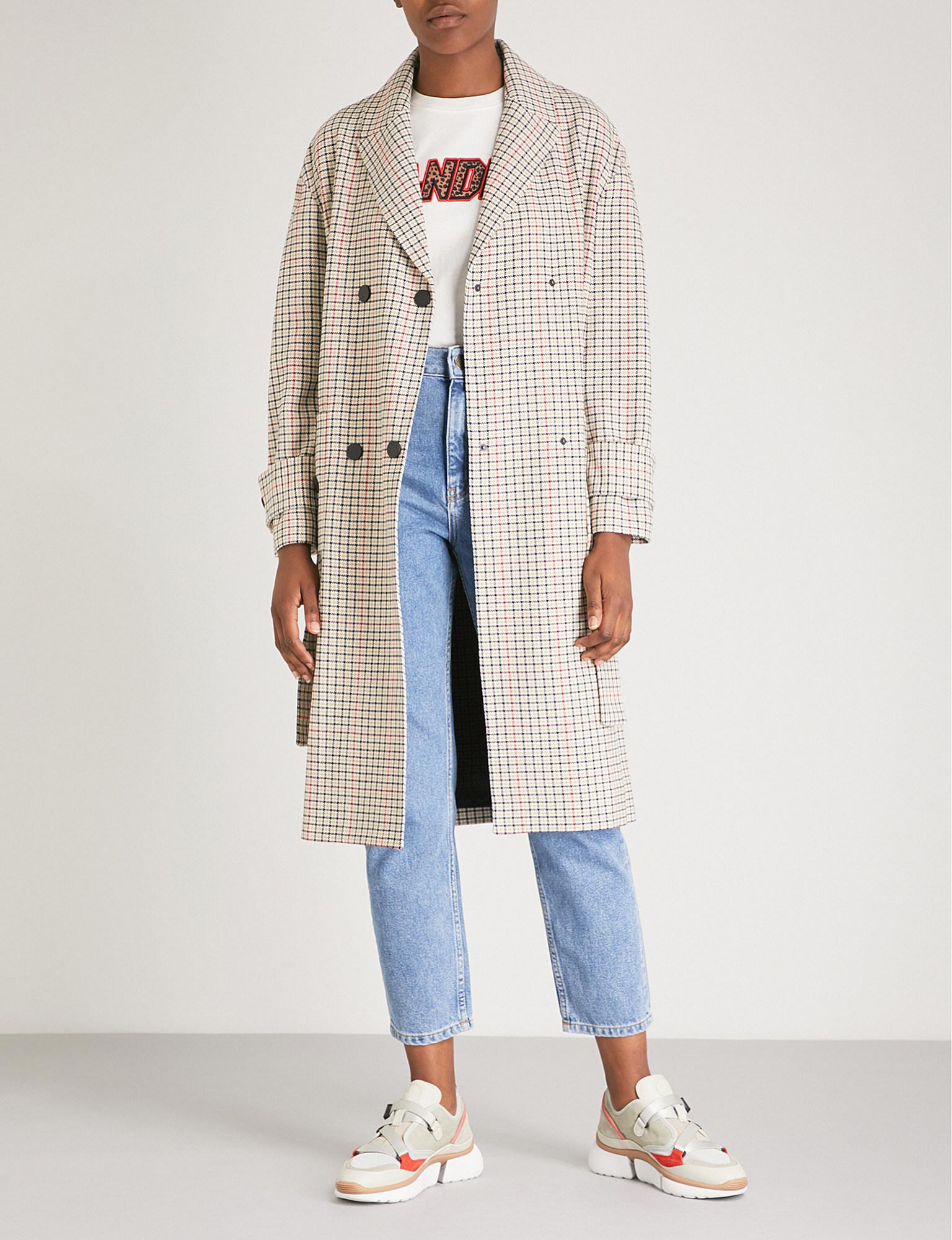 maje checked coat