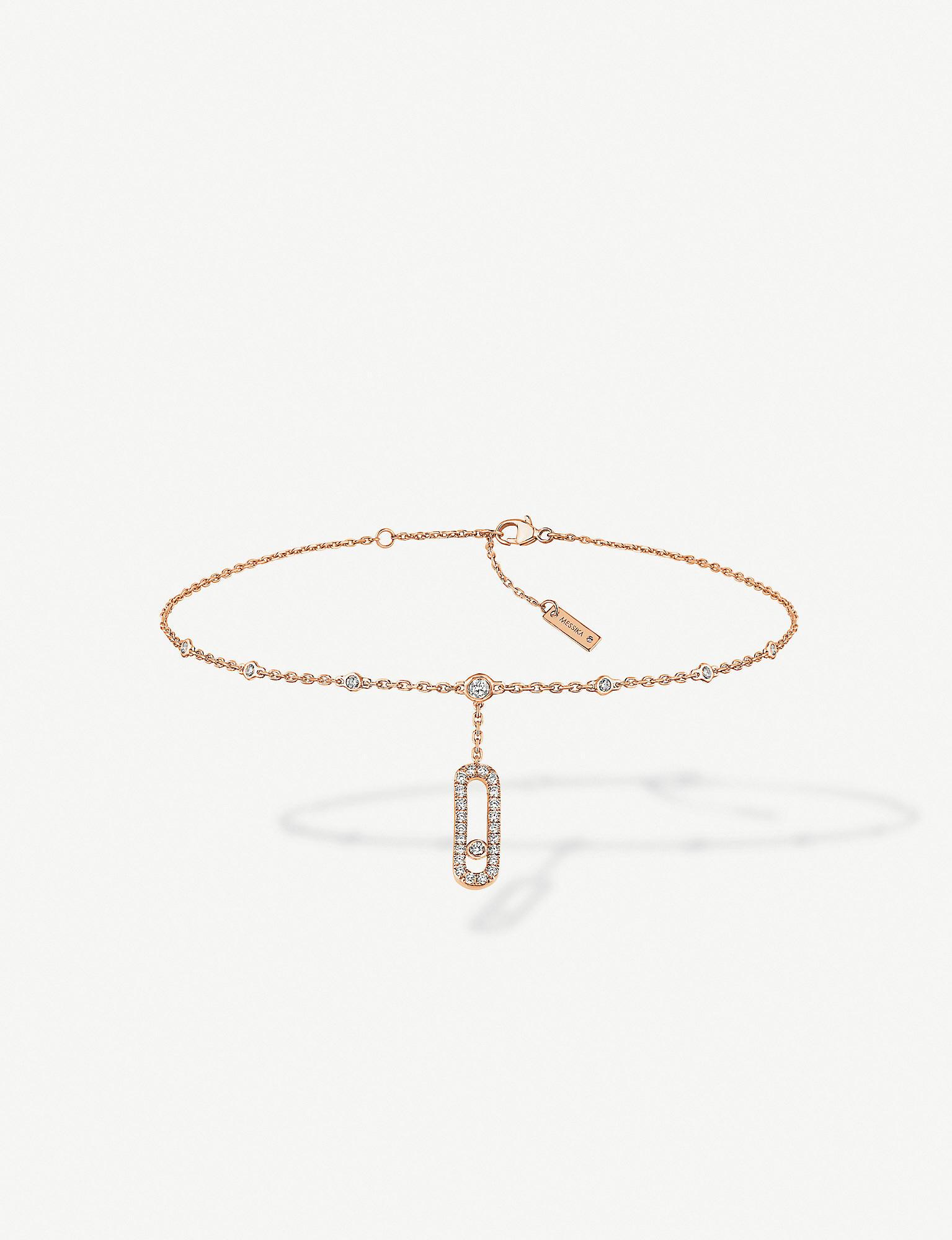 Messika Move Uno 18ct Rose-gold And Diamond Ankle Bracelet in Pink | Lyst