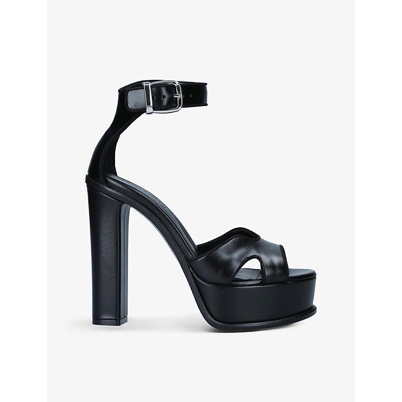 Alexander McQueen Butterfly strap Leather Platform Sandals in Black Lyst