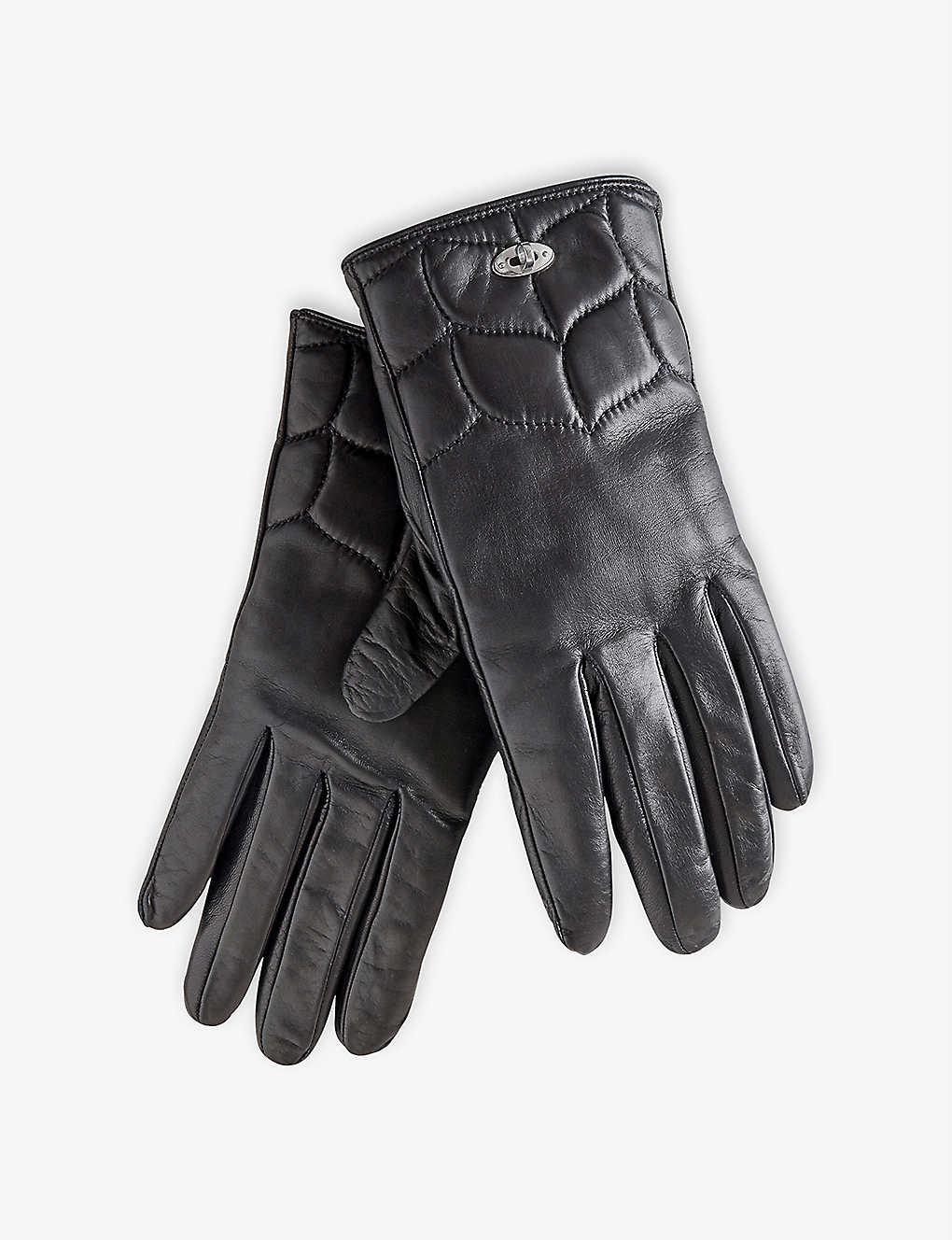 Mulberry Softie Postman's Lock Leather Gloves in Grey Lyst UK