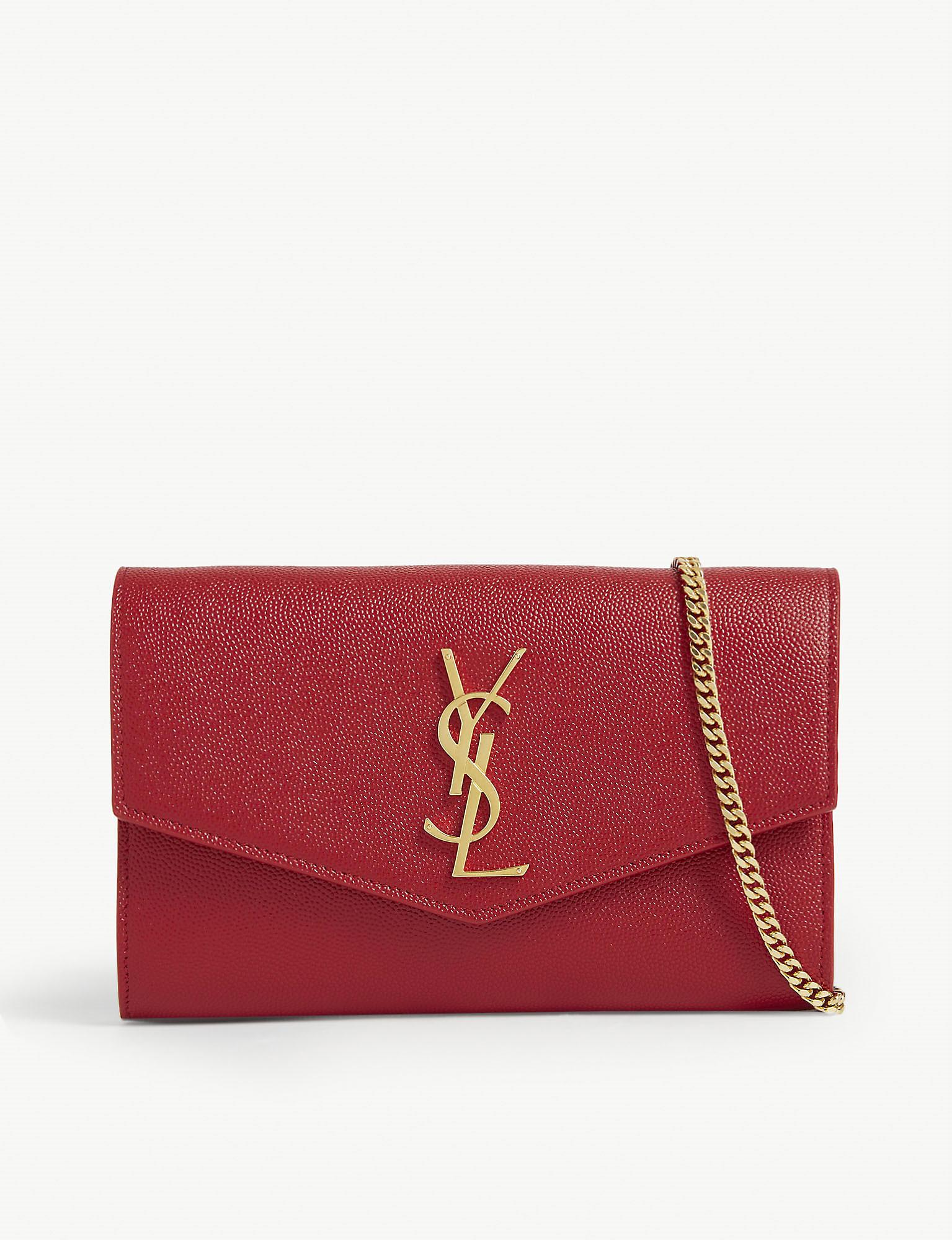 Ysl red clutch with chain sale