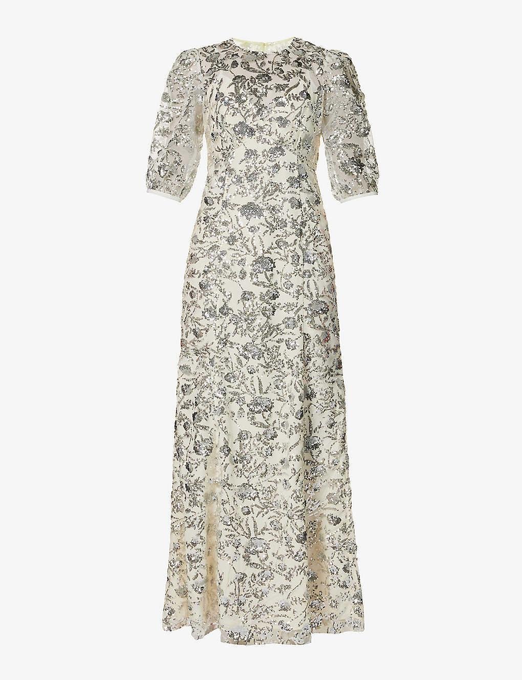 Self-Portrait Sequin-embellished Woven Maxi Dress | Lyst