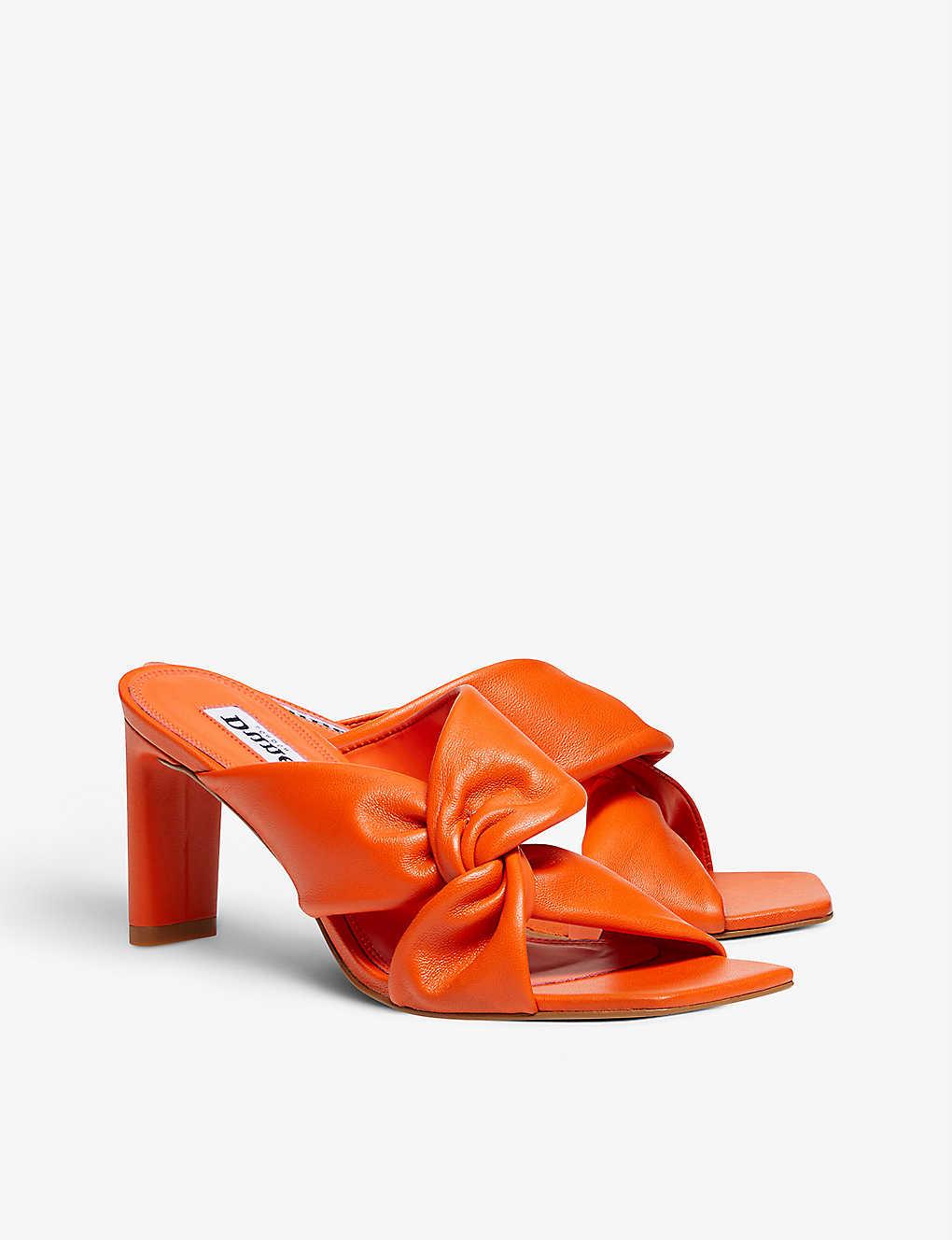 Dune Magnet Twist-knot Leather Mules in Orange | Lyst