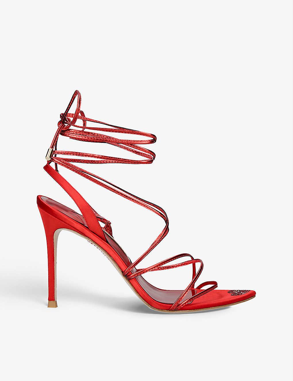 Sophia Webster Amora Heeled Leather Sandals in Red | Lyst