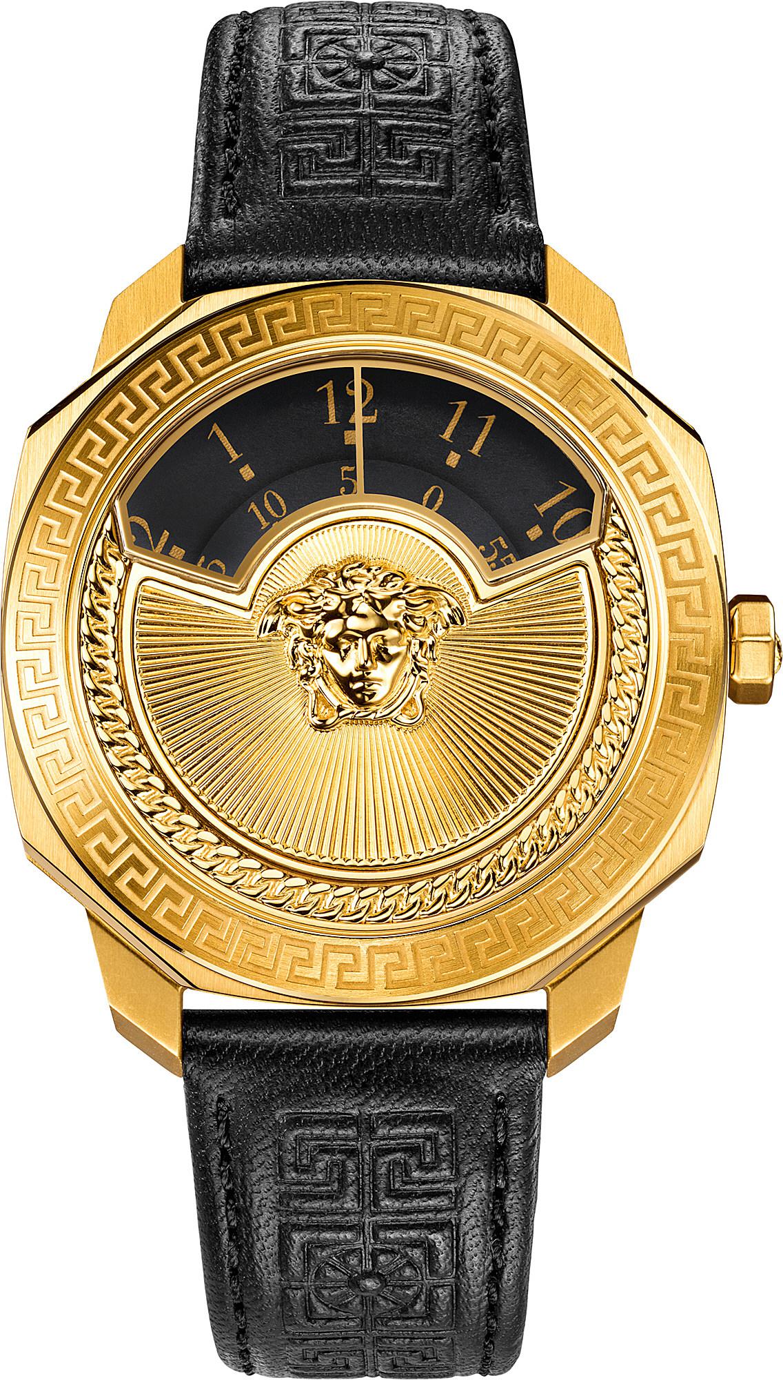 Versace Vqu02 0015 Dylos Leather Watch in Black/Gold (Metallic) Lyst