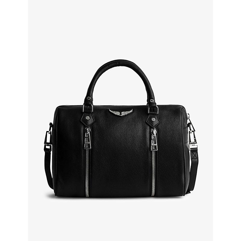 Zadig & Voltaire Sunny Medium Grained Leather Bowling Bag in Black | Lyst