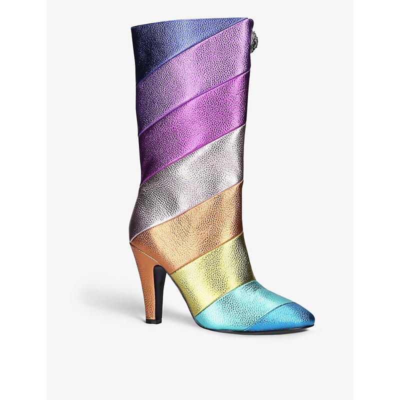 The Attico leather knee-length boots - Purple
