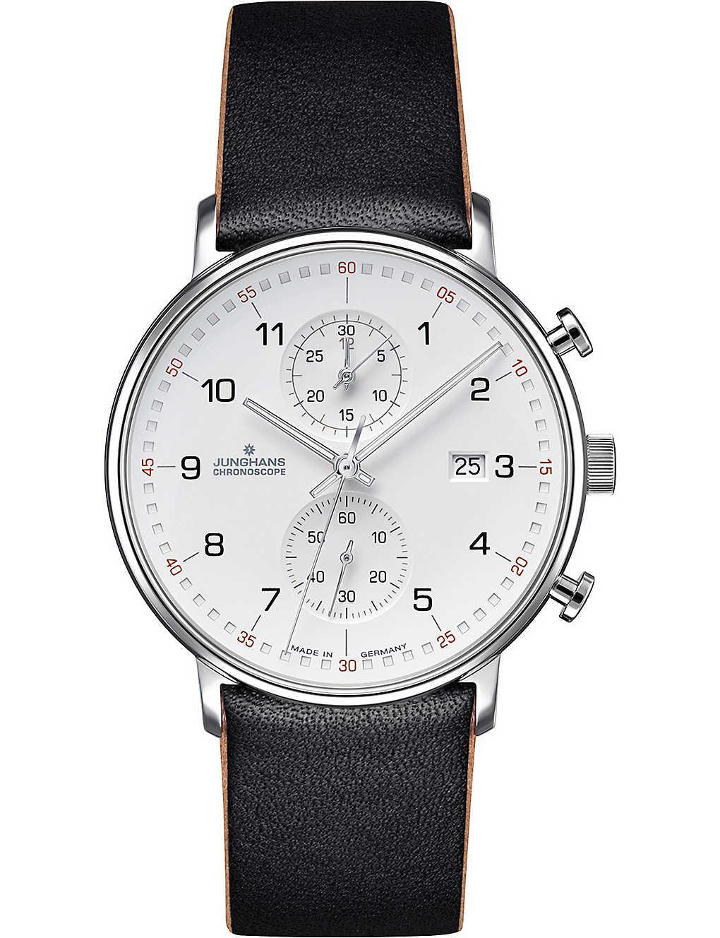 Junghans 041/4770.00 Form-c Stainless Steel And Leather Chronograph ...
