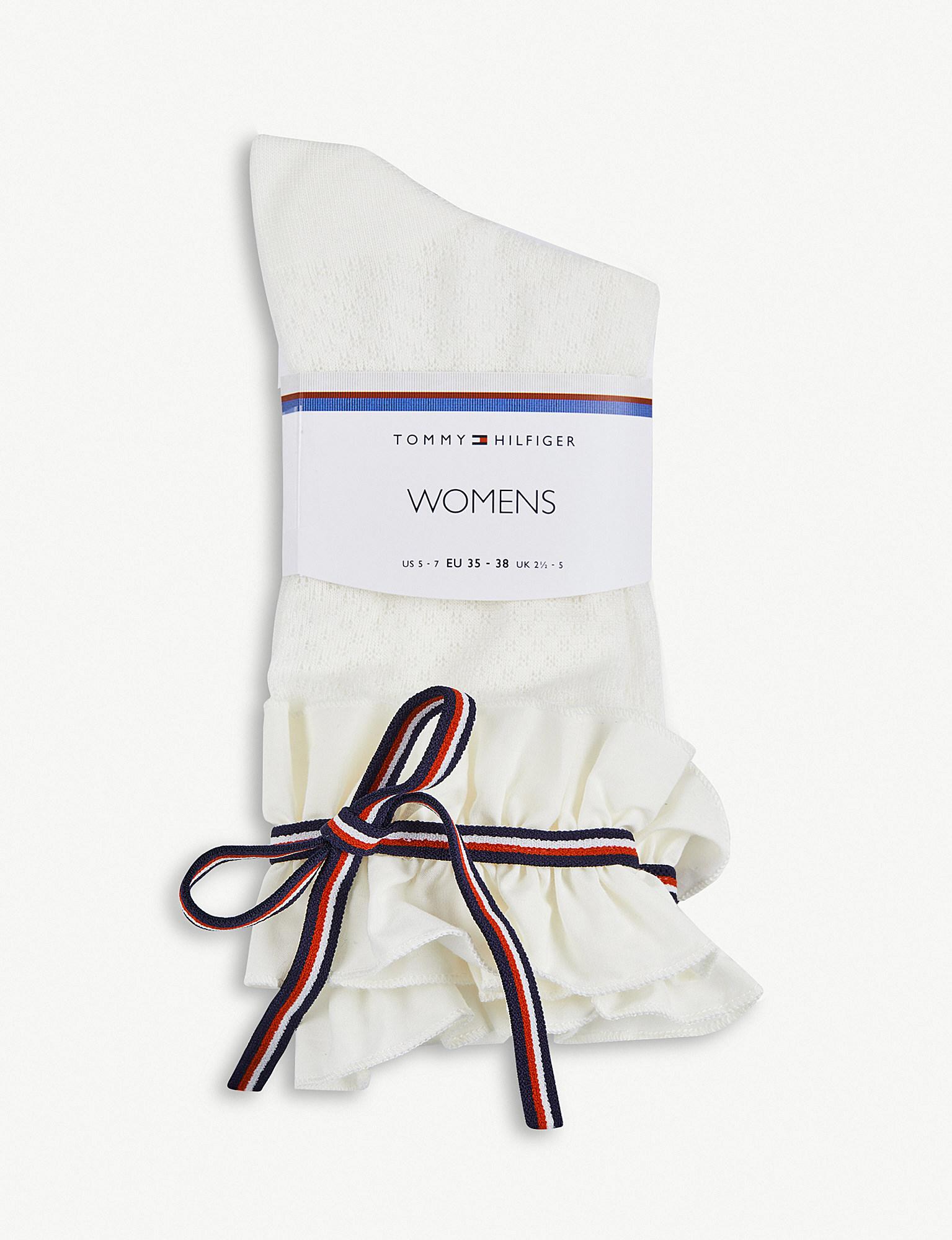Tommy Hilfiger Cotton Stripe Ribbon Ruffle Ankle Socks in White for Men -  Lyst