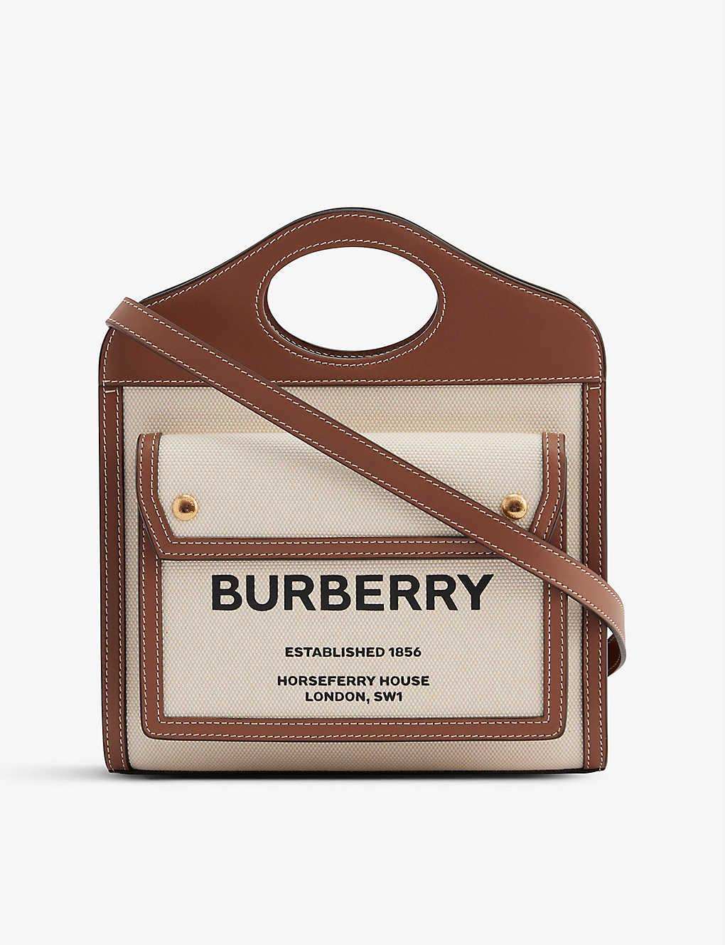 Two-tone Canvas and Leather Small TB Bag in Natural/malt Brown - Women |  Burberry® Official