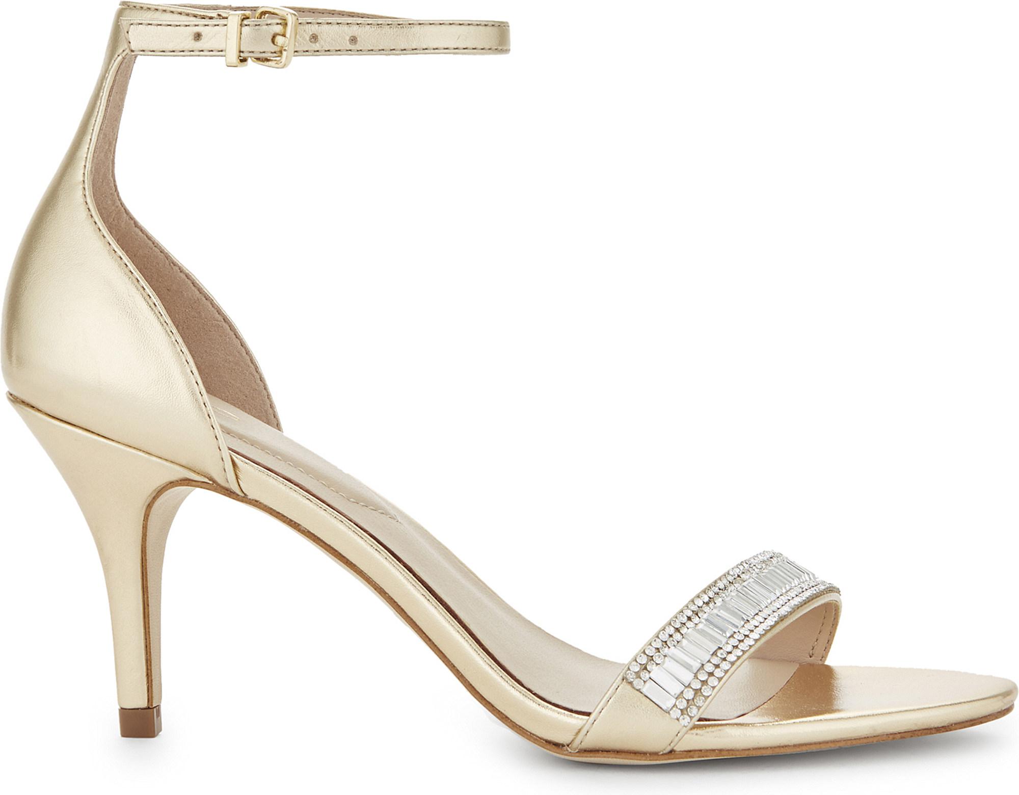 ALDO Leather Kaylla Embellished Heeled Sandals in Gold (Metallic) - Lyst