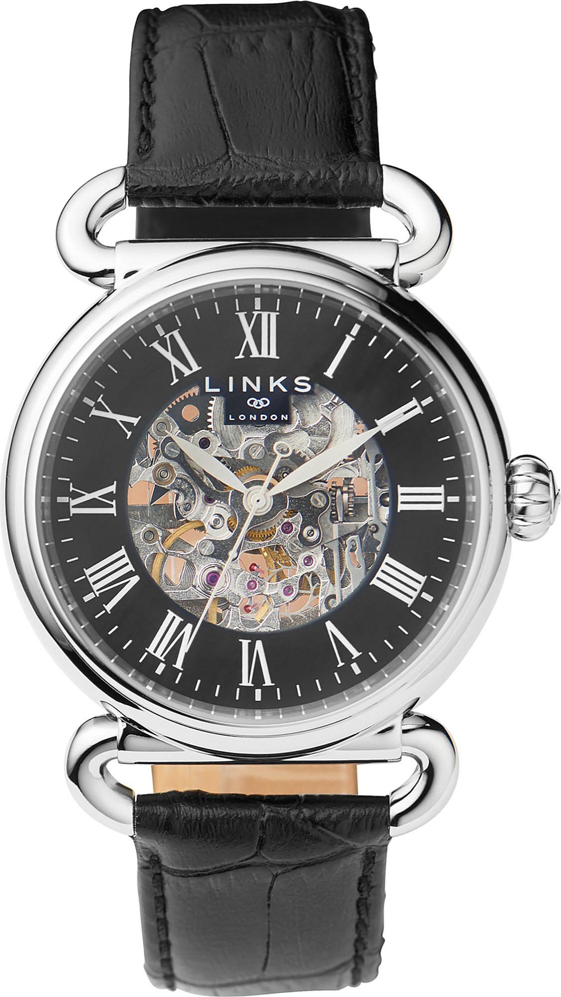 Links Of London 6010 1185 Driver Stainlesss Teel And Leather Skeleton Watch In Black Lyst Links Of London 6010 1185 Driver Stainlesss Teel And Leather Skeleton Watch In Black Lyst