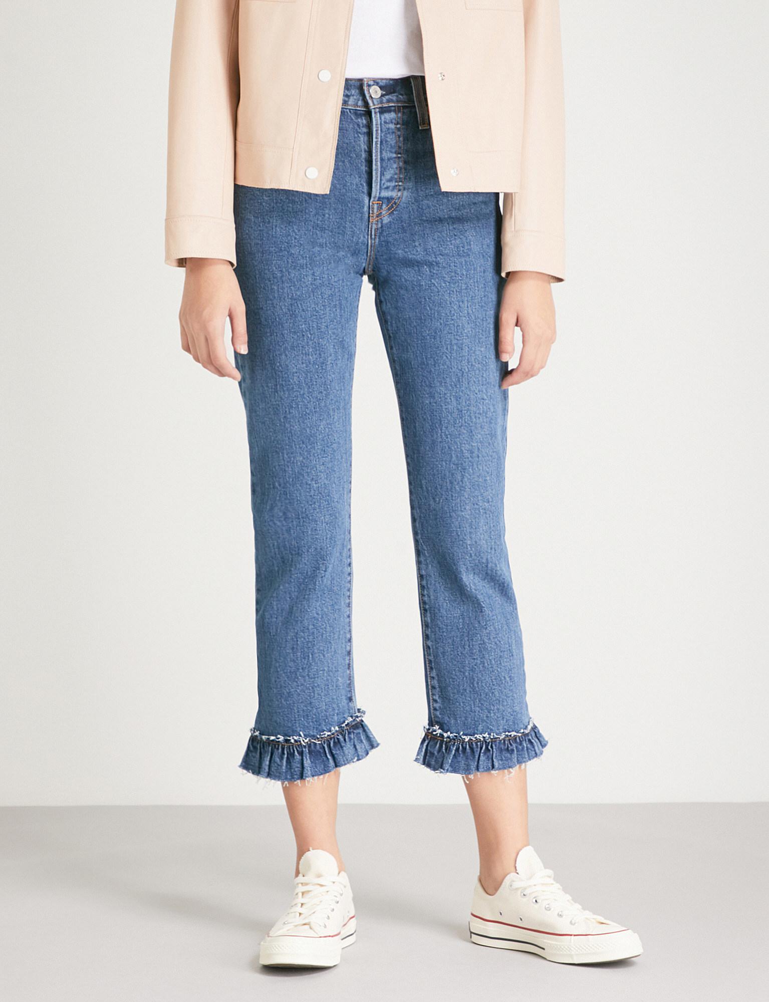 Levi's Frayed-hem Cropped Denim Jeans 