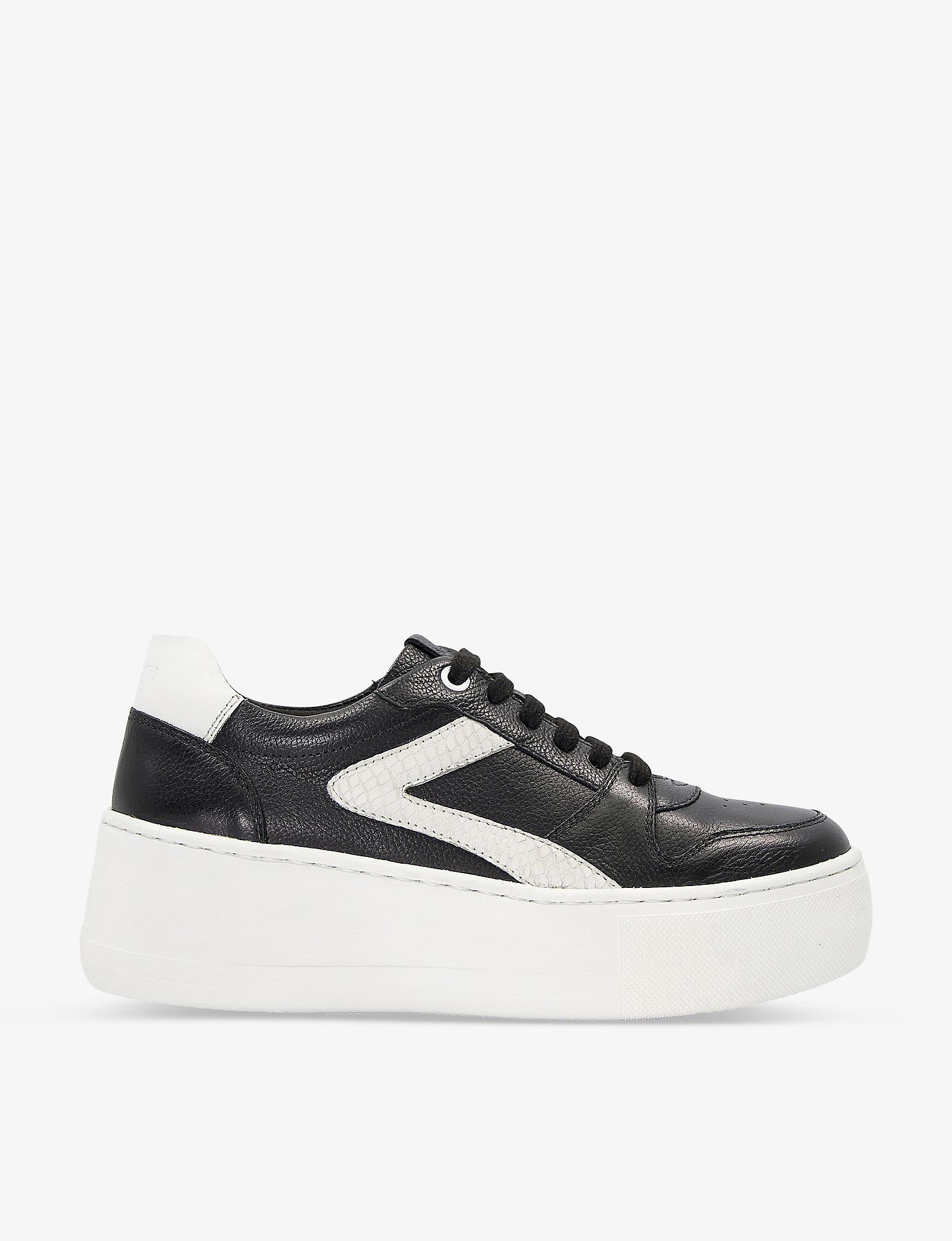 Dune Essential Leather Flatform Trainers in Black-Leather (Black ...