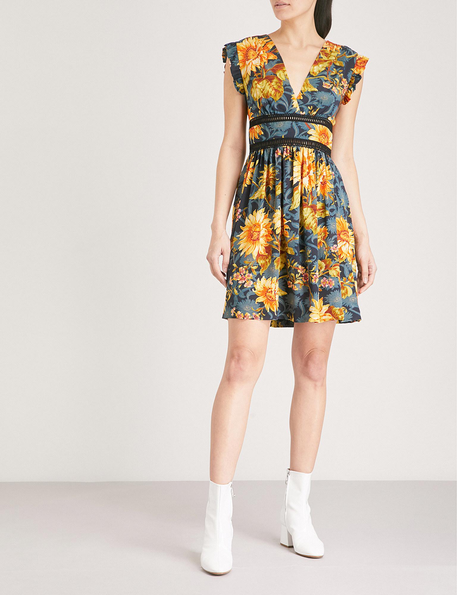 Sandro Floralprint Embroidered Silk Mini Dress Lyst