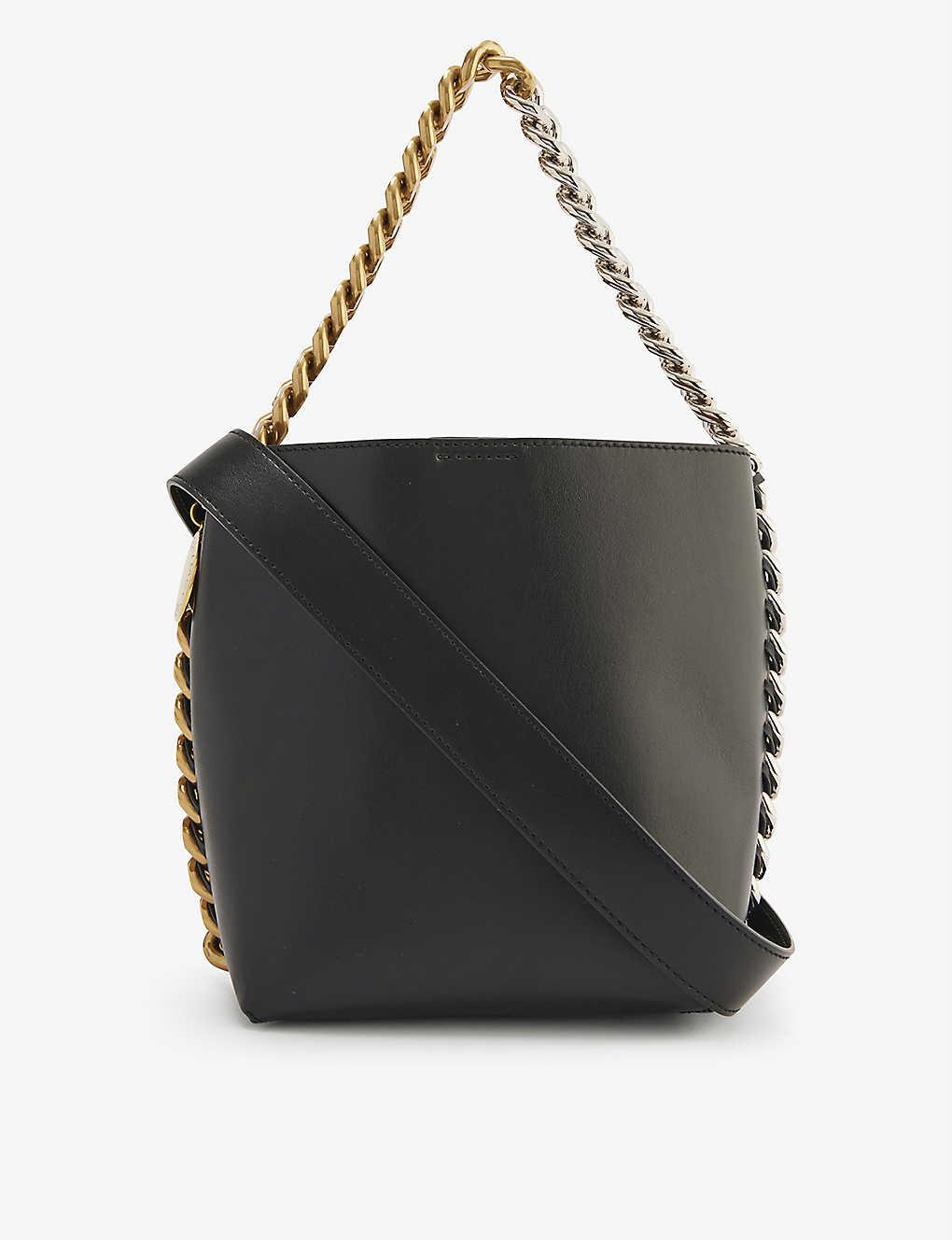 Stella McCartney Frayme Small Faux-leather Bucket Bag in Black | Lyst