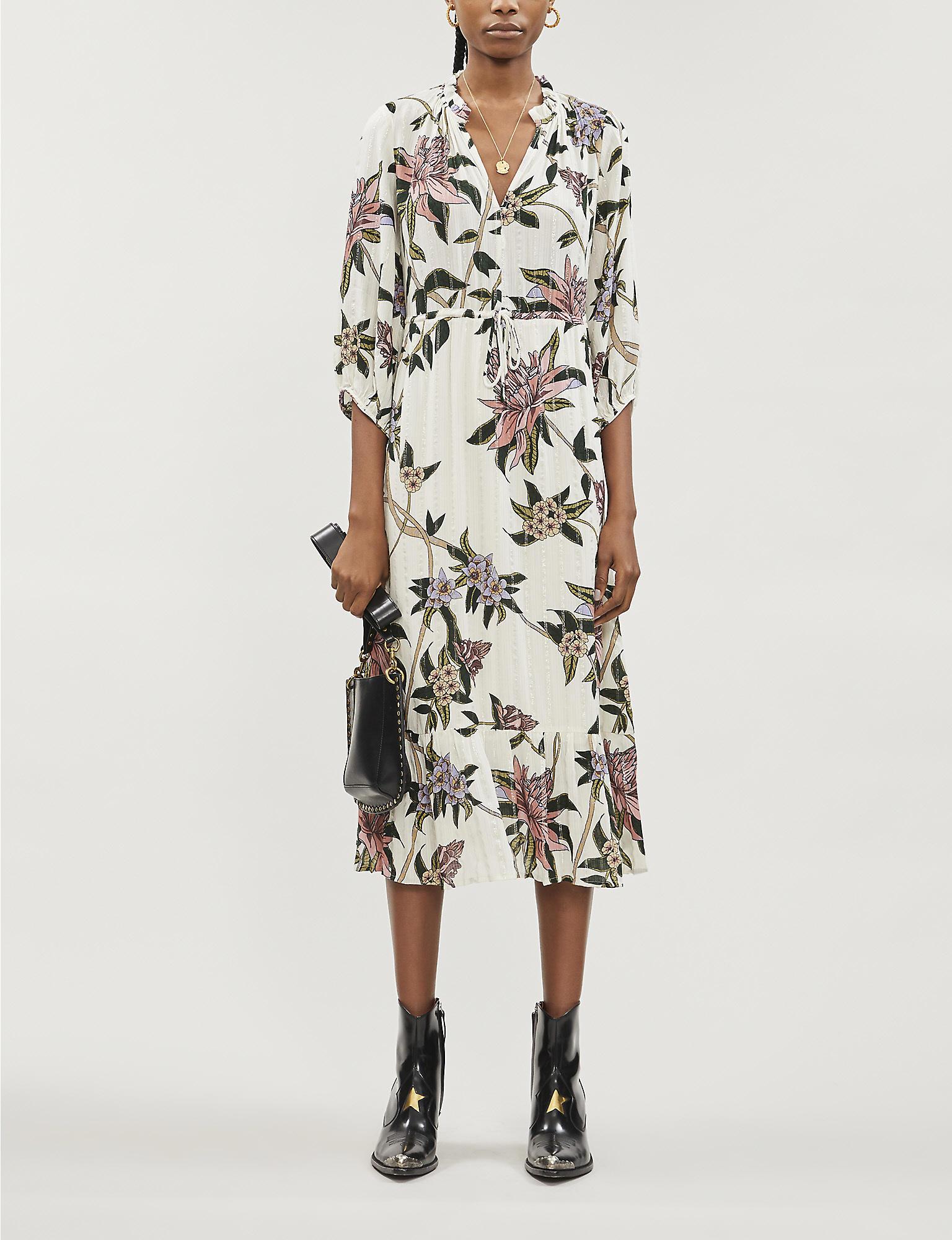 Ba&sh Synthetic Patty Floral-print Woven Midi Dress - Lyst