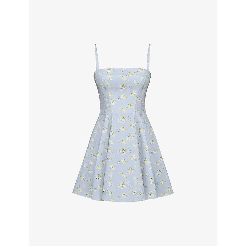 princess polly baby blue dress House Of Cb Joan-B Back Lacing Floral Jacquard Dress in Blue