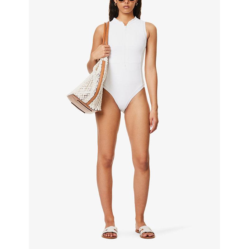 White high sales neck swimsuit