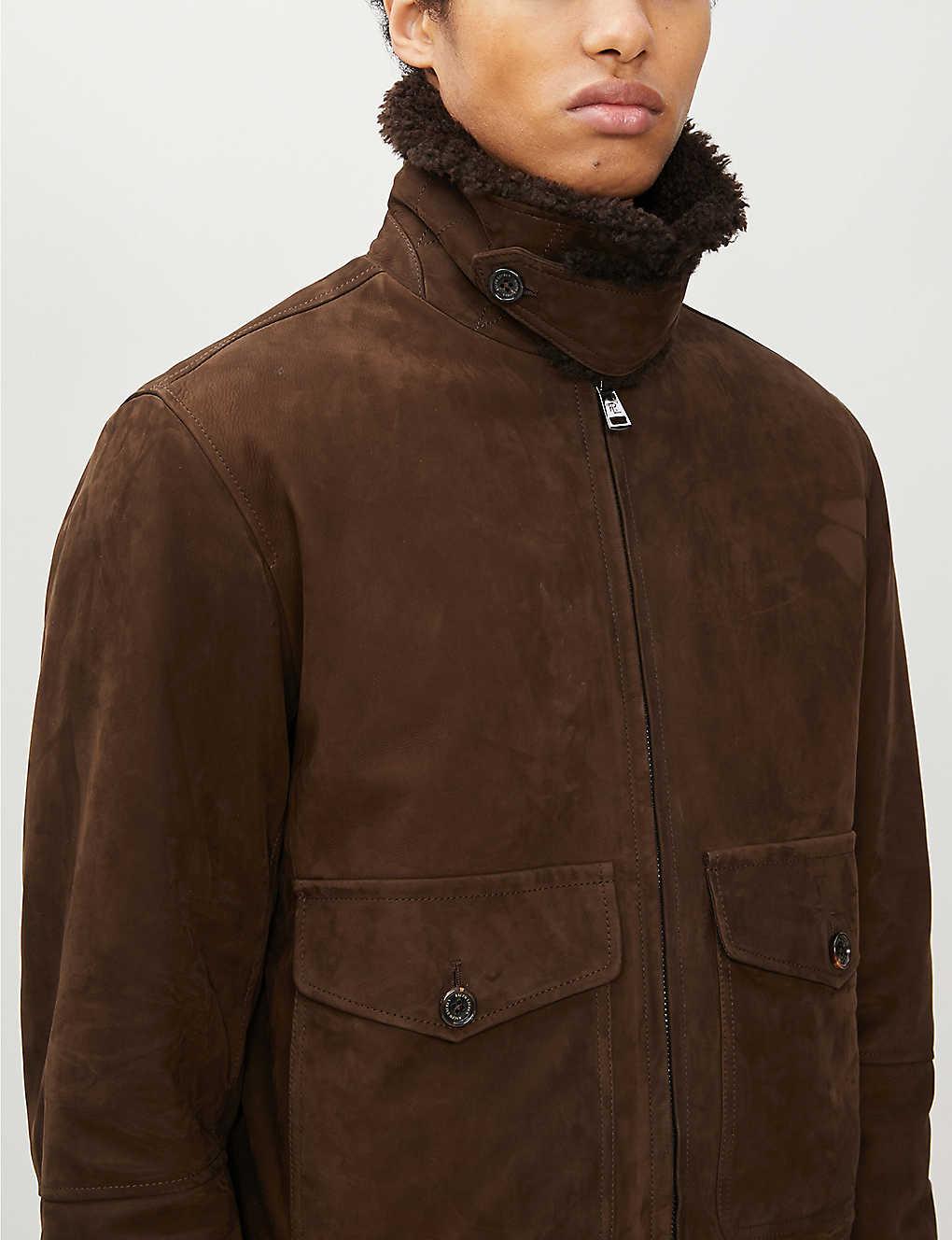 Ralph Lauren Purple Label Kingston Suede And Shearling Bomber Jacket in  Brown for Men | Lyst