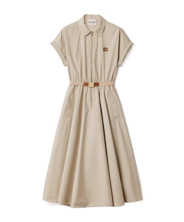 Miu Miu Belted Shirt Dress in Natural | Lyst