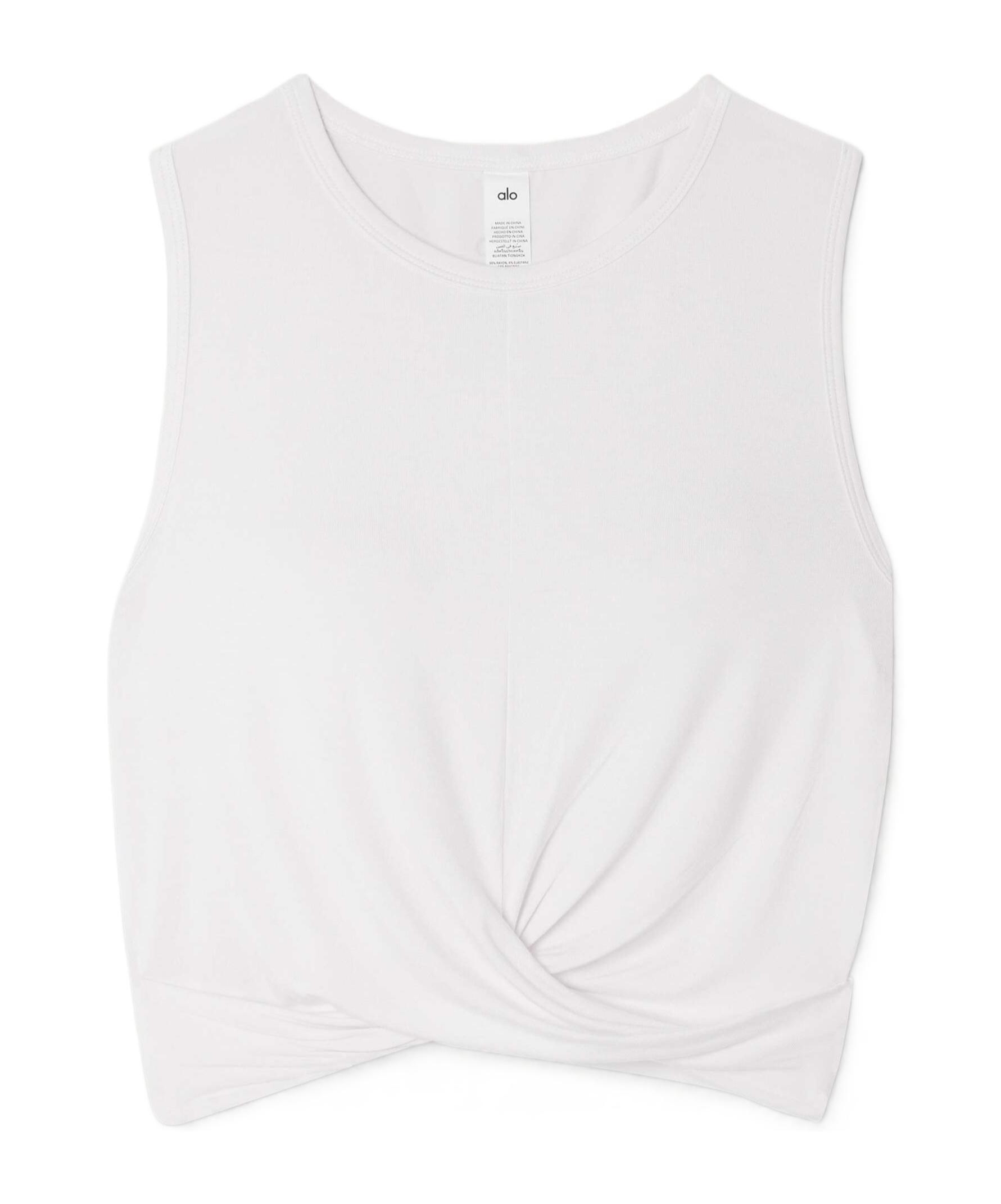 alo yoga ゴッデス リブ ゴートゥー タンクトップ 白 Goddess Ribbed Go-To Tank - White | ALO