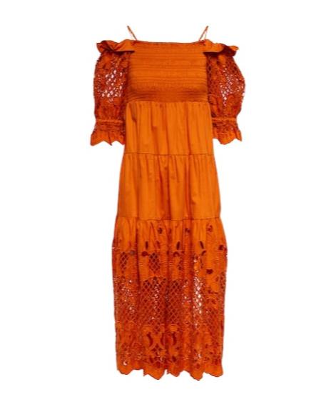 self portrait burnt orange dress Burnt Orange Jersey Cut Out Maxi Dress self-portrait-US