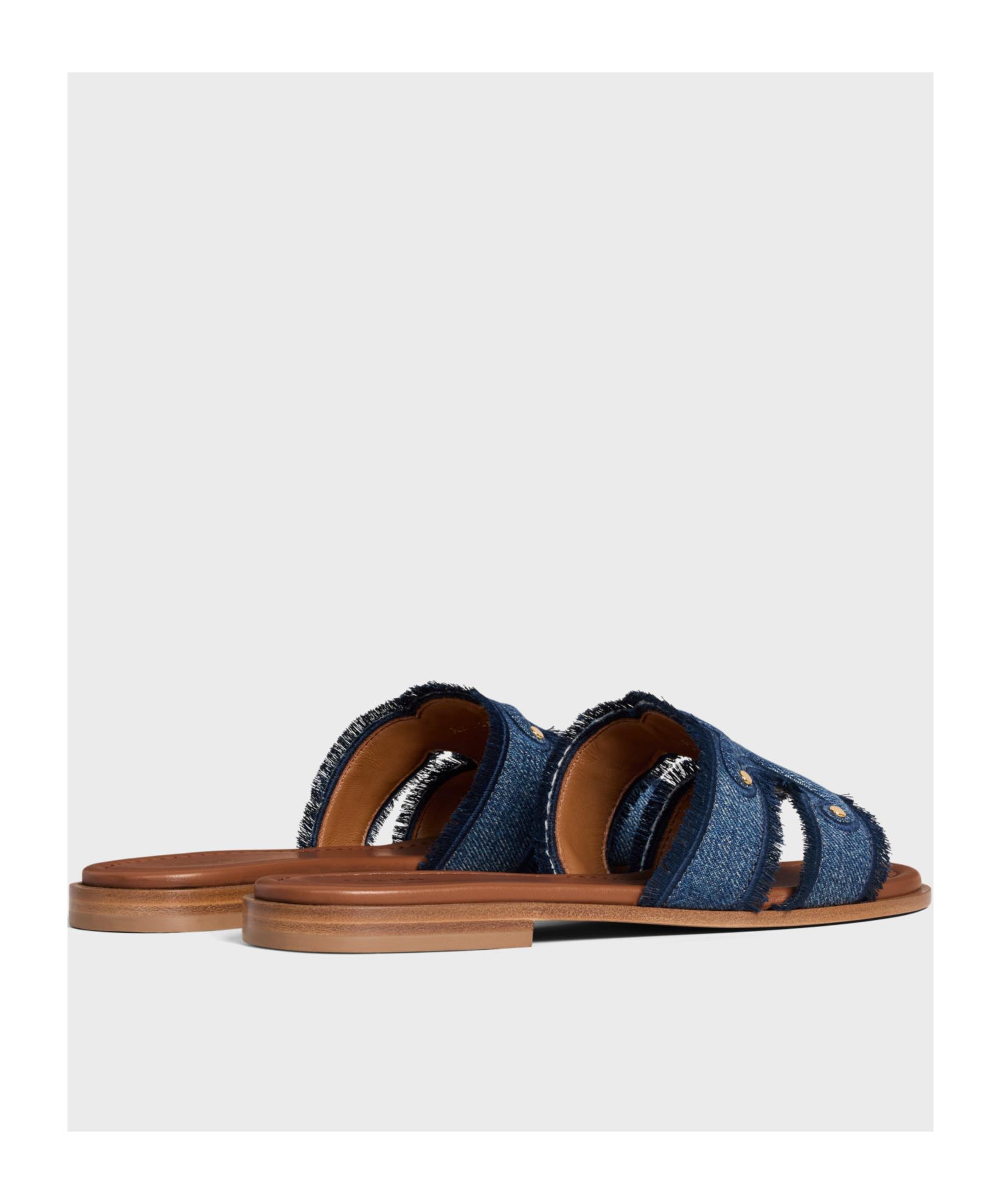 Celine Marina Fringed Mule in Blue | Lyst