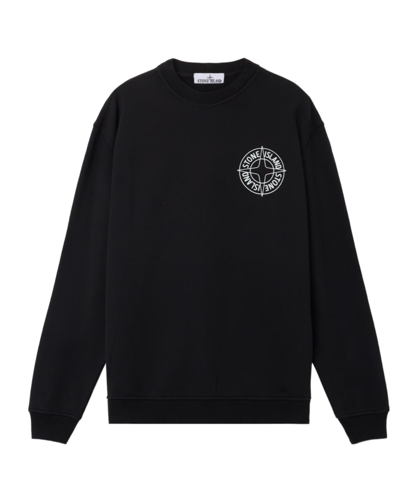 Stone Island Logo Printed Crewneck Sweatshirt in Black for Men | Lyst