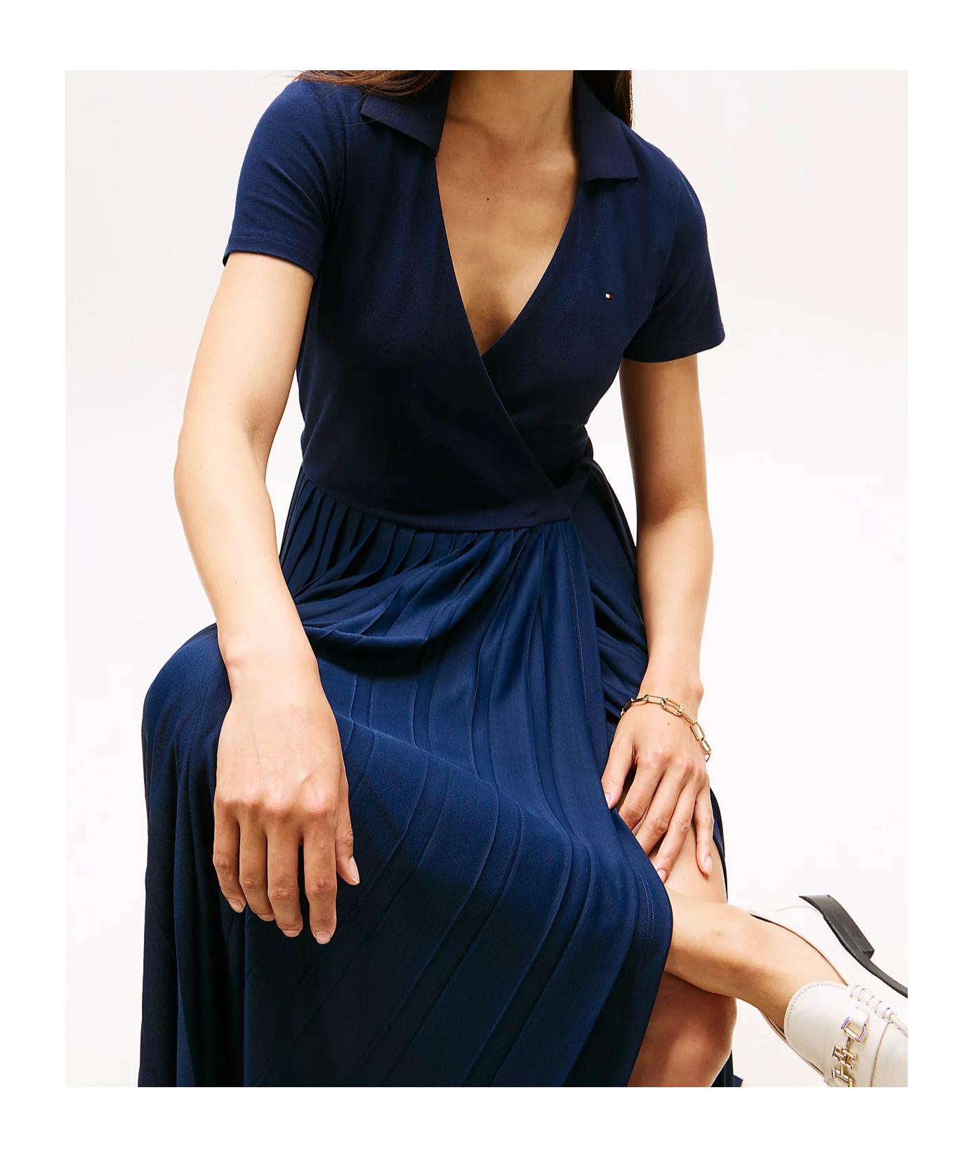 knee length dresses for ladies Tommy Hilfiger Women's Midi Polo Dress J2DD0671 Sky Captain Blue 2XL   Biggybargains